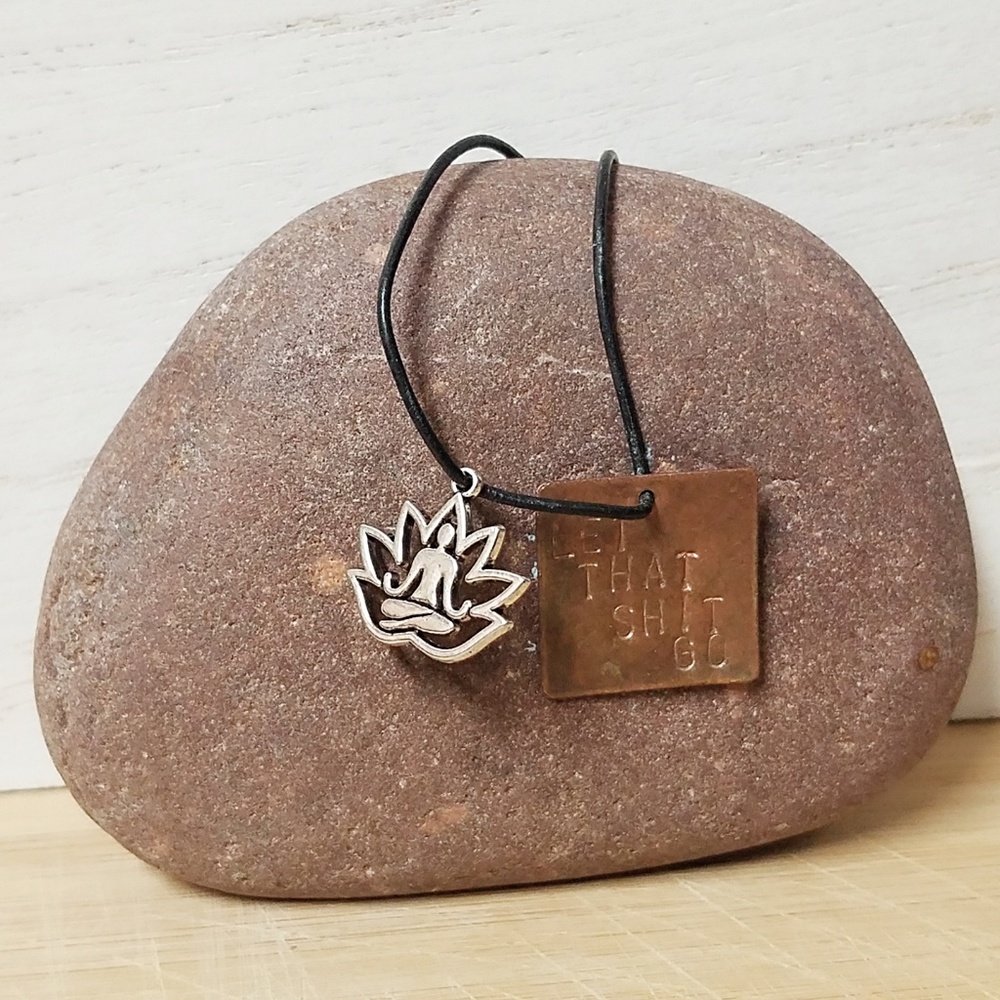 Namaste inspired lotus charm necklace